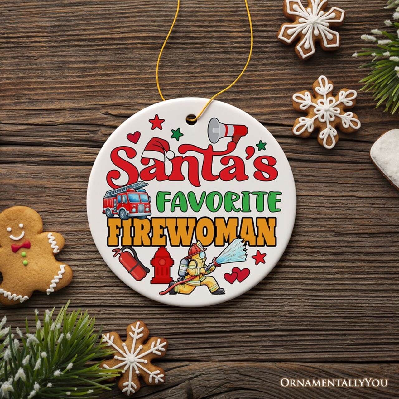 Santa's Favorite Firefighter Christmas Ornament, Funny Appreciation Gift